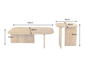 SET 2 MASUTE DE CAFEA, GATSBY 100CM/45CM, REALIZATA DIN LEMN DE MANGO, CULOARE MARO/NATUR, ARTIM GROUP - Img 3