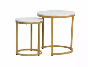 SET 2 MASUTE DE CAFEA HOLA, 32/45 CM, EFECT DE MARMURA ALBA/AURIU, BLAT DIN PAL LAMINAT SI CADRU DIN METAL, STIL MODERN - Img 1