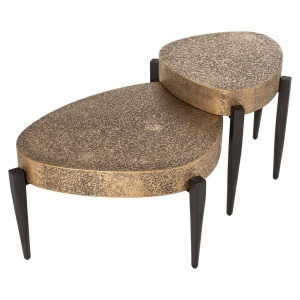 SET 2 MASUTE DE CAFEA MARQUEE 211834, CONFECTIONATE DIN MDF SI METAL, CULOAREA NEGRU/AURIU, STIL MODERN - Img 5