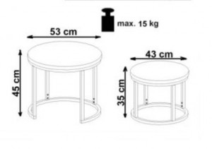 SET 2 MASUTE DE CAFEA OREO, STEJAR SAN REMO/NEGRU, DIN MDF FURNIRUIT SI METAL, STIL MODERN, HALMAR - Img 2