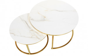 SET 2 MASUTE DE CAFEA PORTAFINO A, 60/80 CM, EFECT DE MARMURA ALBA/AURIU, BLAT DIN CERAMICA SI CADRU DIN METAL, STIL MODERN - Img 5