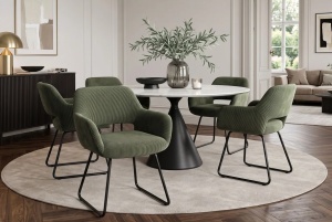 SET 2 SCAUNE CU COTIERE, MUSTANG, REALIZAT DIN METAL SI TEXTIL CATIFEA RAIAT, CULOARE VERDE/NEGRU - Img 10