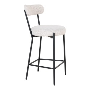 SET 2 SCAUNE DE BAR BADALONA, DIN METAL SI TEXTIL BOUCLE, CULOARE ALB/NEGRU, HOUSE NORDIC - Img 4