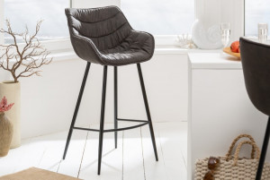 SET 2 SCAUNE DE BAR, DUTCH COMFORT, DE CULOARE GRI ANTICHIZAT, COD 39936, DESIGN RETRO - Img 1
