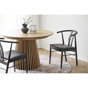 SET 2 SCAUNE DINING ARTENARA, DIN LEMN SI PIELE ECO, CULOARE NEGRU, HOUSE NORDIC - Img 2