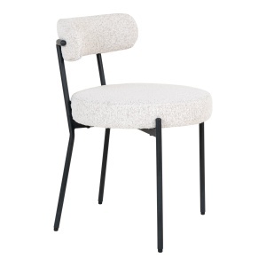 SET 2 SCAUNE DINING BADALONA, DIN METAL SI TEXTIL BOUCLE, CULOARE ALB/NEGRU, HOUSE NORDIC - Img 4
