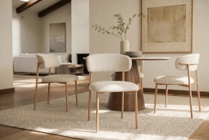 SET 2 SCAUNE DINING BELFORT, REALIZAT DIN MATERIAL TEXTIL SI METAL, CULOARE BEJ/NATUR, INVICTA INTERIOR - Img 5
