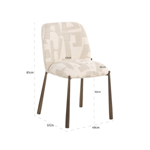SET 2 SCAUNE DINING LANA BEIGE GRAFFIC, S4776, CONFECTIONAT DIN SPUMA, PLACAJ, METAL SI 100% POLIESTER, RICHMOND INTERIORS - Img 3