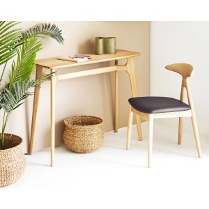 SET 2 SCAUNE DINING LANUZA, DIN LEMN SI PIELE ECO, CULOARE NATUR/NEGRU, HOUSE NORDIC - Img 9