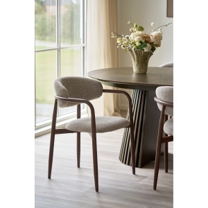 SET 2 SCAUNE DINING LEVANTO, DIN METAL SI TEXTIL, CULOARE NUC/NISIPIU, HOUSE NORDIC - Img 8