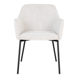 SET 2 SCAUNE DINING MELILLA, DIN METAL SI TEXTIL BOUCLE, CULOARE ALB/NEGRU, HOUSE NORDIC - Img 2