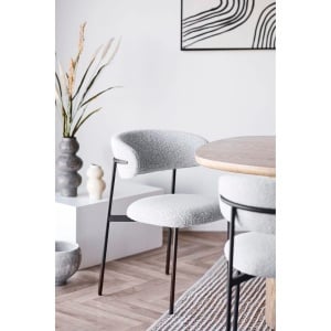 SET 2 SCAUNE DINING MIRA, DIN METAL SI TEXTIL BOUCLE, CULOARE BEJ, HOUSE NORDIC - Img 8