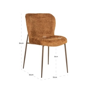 SET 2 SCAUNE DINING ODARBY, REALIZAT DIN METAL SI TEXTIL, CULOARE CONIAC, DESIGN DEOSEBIT, RICHMOND INTERIORS - Img 9
