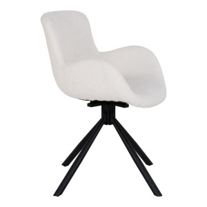 SET 2 SCAUNE DINING ROTATIV AMORIM, DIN METAL, FURNIR SI TEXTIL BOUCLE, CULOARE ALB GALBUI, HOUSE NORDIC - Img 4