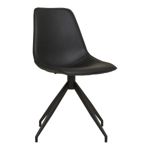 SET 2 SCAUNE DINING ROTATIVE MONACO, DIN METAL SI PIELE ECO, CULOARE NEGRU/NEGRU, HOUSE NORDIC - Img 1