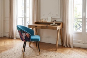 SET 2 SCAUNE MAISON CLASIC, REALIZAT DIN METAL SI CATIFEA , CULOARE ALBASTRU/MULTICOLOR, INVICTA INTERIOR - Img 2