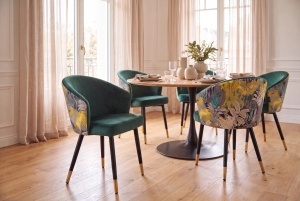 SET 2 SCAUNE MAISON, REALIZAT DIN METAL SI CATIFEA , CULOARE VERDE/MULTICOLOR, INVICTA INTERIOR - Img 6