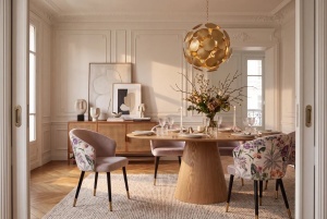 SET 2 SCAUNE MAISON, REALIZAT DIN METAL SI CATIFEA , CULOARE VIOLET/CREM, INVICTA INTERIOR - Img 2