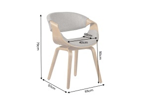 SET 2 SCAUNE ORGANIC, DIN LEMN SI TEXTIL, CULOARE GRI, INVICTA INTERIOR - Img 4
