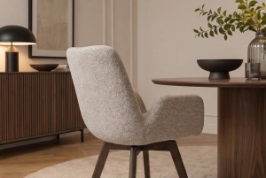 SET 2 SCAUNE ROTATIV BALTIC, DIN LEMN SI TEXTIL BOUCLE, CULOARE TAUPER, INVICTA INTERIOR - Img 3