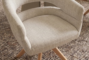 SET 2 SCAUNE ROTATIV ORGANIC, REALIZAT DIN MATERIAL TEXTIL CHENILLE SI LEMN, CULOARE BEJ/MARO, INVICTA INTERIOR - Img 5