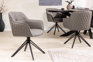 SET 2 SCAUNE ROTATIVE 180 GRADE CU COTIERE, EUPHORIA, DIN PIELE TAUPE SI METAL, ARTIM GROUP SELECTION - Img 1