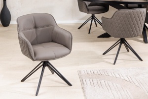 SET 2 SCAUNE ROTATIVE 180 GRADE CU COTIERE, EUPHORIA, DIN PIELE TAUPE SI METAL, ARTIM GROUP SELECTION - Img 11