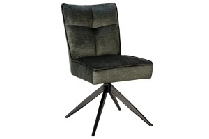 SET 2 SCAUNE ROTATIVE 360 GRADE, LUGANO, REALIZAT DIN METAL SI TEXTIL CATIFEA VELUR, CULOARE VERDE/NEGRU