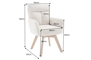 SET 2 SCAUNE ROTATIVE, BIG GEORGE, TEXTIL CHENILLE SI LEMN, CULOARE BEJ, ARTIM GROUP SELECTION - Img 2