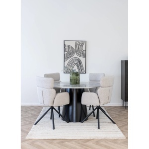 SET 2 SCAUNE ROTATIVE CORDOBA, DIN METAL SI TEXTIL, CULOARE BEJ, HOUSE NORDIC - Img 10