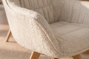 SET 2 SCAUNE ROTATIVE DUTCH, DIN LEMN SI TEXTIL BOUCLE, CULOARE BEJ, INVICTA INTERIOR - Img 6