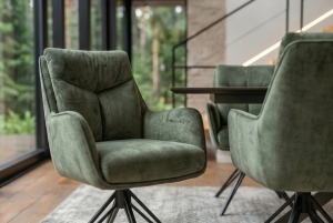 SET 2 SCAUNE ROTATIVE, PROMETHEUS, 180 grade, REALIZAT DIN METAL SI TEXTIL VELUR CATIFELAT, CULOARE VERDE, ARTIM GROUP SELECTION - Img 7