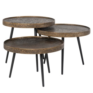 SET 3 MASUTE DE CAFEA LUTON 211220, CONFECTIONATE DIN MDF SI METAL, CULOAREA AURIU/NEGRU, STIL MODERN - Img 2