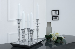 SET 4 BUC SFESNICE, 7 FLAMES, ARGINTIU, STIL CLASIC - Img 2
