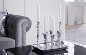 SET 4 BUC SFESNICE, 7 FLAMES, ARGINTIU, STIL CLASIC - Img 6