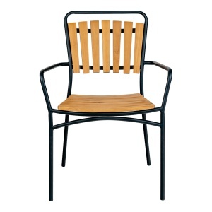 SET 4 SCAUNE DE TERASA CLEVELAND, REALIZAT DIN METAL SI LEMN, CULOARE NATUR/NEGRU, HOUSE NORDIC - Img 3