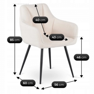 SET 4 SCAUNE LIVING, ARTIM MEBLE, REALIZAT DIN MATERIAL BOUCLE BEJ SI CADRUL DIN METAL, STIL MODERN - Img 8