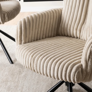 SET 4 SCAUNE ROTATIVE, ARTIM MEBLE, REALIZAT DIN CATIFEA RAIAT BEJ SI METAL, STIL MODERN - Img 3