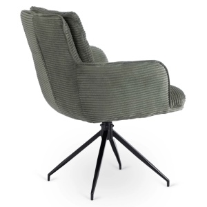 SET 4 SCAUNE ROTATIVE, ARTIM MEBLE, REALIZAT DIN MATERIAL CATIFEA RAIAT VERDE SI METAL, STIL MODERN - Img 8