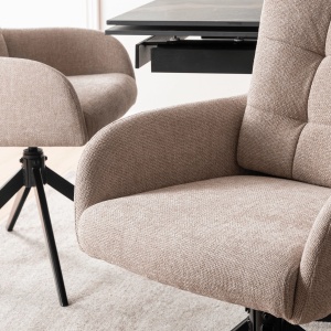 SET 4 SCAUNE ROTATIVE, ARTIM MEBLE, REALIZAT DIN MATERIAL TEXTIL BEJ SI CADRUL DIN METAL, STIL MODERN - Img 4