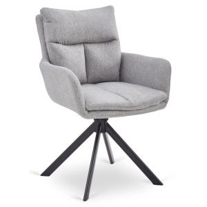 SET 4 SCAUNE ROTATIVE, ARTIM MEBLE, REALIZAT DIN MATERIAL TEXTIL GRI SI METAL, STIL MODERN - Img 2
