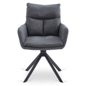 SET 4 SCAUNE ROTATIVE, ARTIM MEBLE, REALIZAT DIN MATERIAL TEXTIL GRI INCHIS SI METAL, STIL MODERN - Img 6