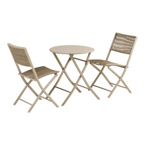 SET BISTRO FORMAT DIN 2 SCAUNE SI MASA, ARCAS, REALIZATA DIN ALUMINIU SI POLIESTER, CULOARE NISIPIU, HOUSE NORDIC - Img 3