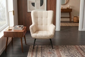 SET FOTOLIU SI TABURET SCANDINAVIA, DIN METAL SI TEXTIL CHENILLE, CULOARE SAMPANIE, INVICTA INTERIOR - Img 11