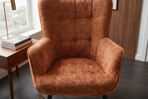 SET FOTOLIU SI TABURET SCANDINAVIA, DIN METAL SI TEXTIL CHENILLE, CULOARE CARAMIZIU, INVICTA INTERIOR - Img 2