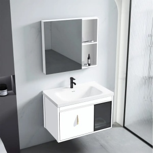 SET MOBILIER DE BAIE CU LAVOAR, OGLINDA, PARIS 60CM, ALB, JUST IN COLLECTION - Img 4