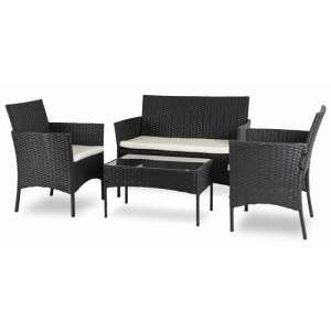 SET MOBILIER DE GRADINA/TERASA, MISSISSIPI, DIN METAL, TECHNORATAN, TEXTIL SI STICLA, CULOARE NEGRU/BEJ, ARTIM MEBLE - Img 2