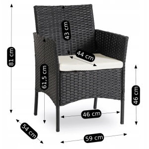 SET MOBILIER DE GRADINA/TERASA, MISSISSIPI, DIN METAL, TECHNORATAN, TEXTIL SI STICLA, CULOARE NEGRU/BEJ, ARTIM MEBLE - Img 12