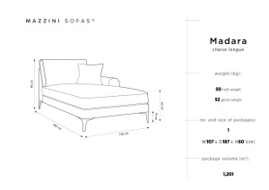 SEZLONG 180CM, MADARA DREAPTA, DIVERSE CULORI, MATERIAL CATIFEA, ARTIM GROUP COLLECTION - Img 15