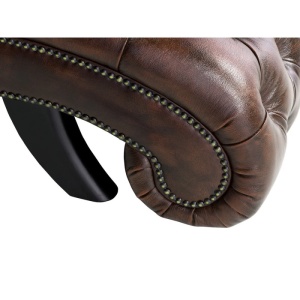 SEZLONG CHESTERFIELD 175CM, DIN LEMN SI PIELE NATURALA, CULOARE MARO, ARTIM SELECTION - Img 2